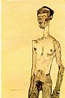 Standing Canvas Paintings - Standing nude man